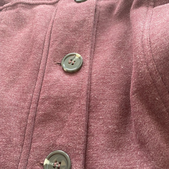 prAna Catrina organic cotton fleece jacket size Large peacoat purple burgundy - Picture 10 of 14